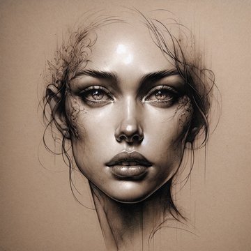 DALL·E 2024-03-11 15.45.06 - A stunning portrait tattoo sketch on a beige background, capturing the essence and emotion of the subject with exquisite detail. The portrait should d